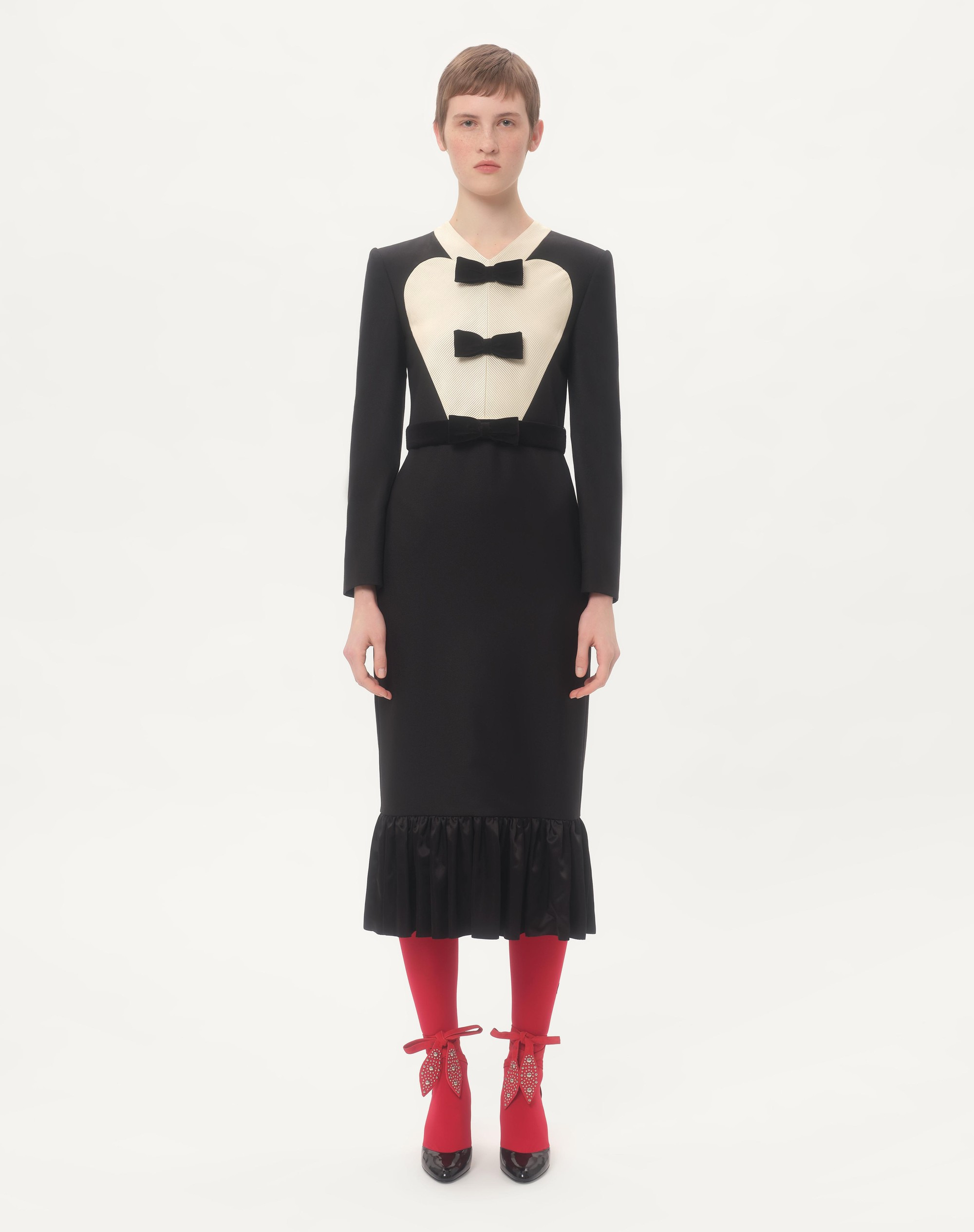 VIRGIN WOOL MIDI DRESS WITH BOWS - 5