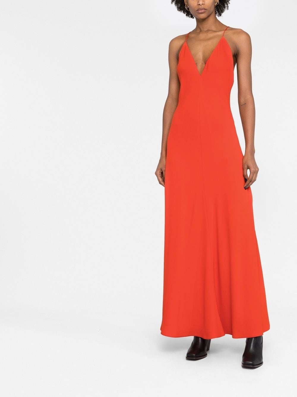 V-neck floor-length dress - 2