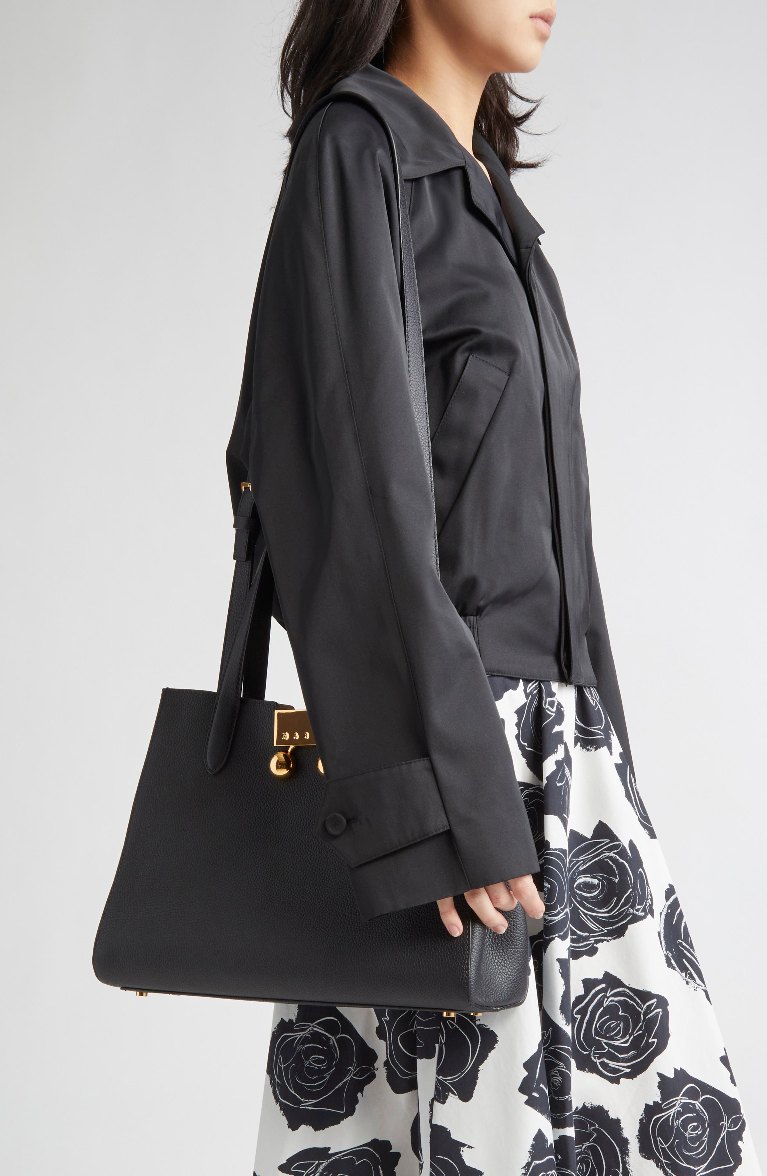 Marni Small Trunkaroo Leather Tote in Black at Nordstrom - 3