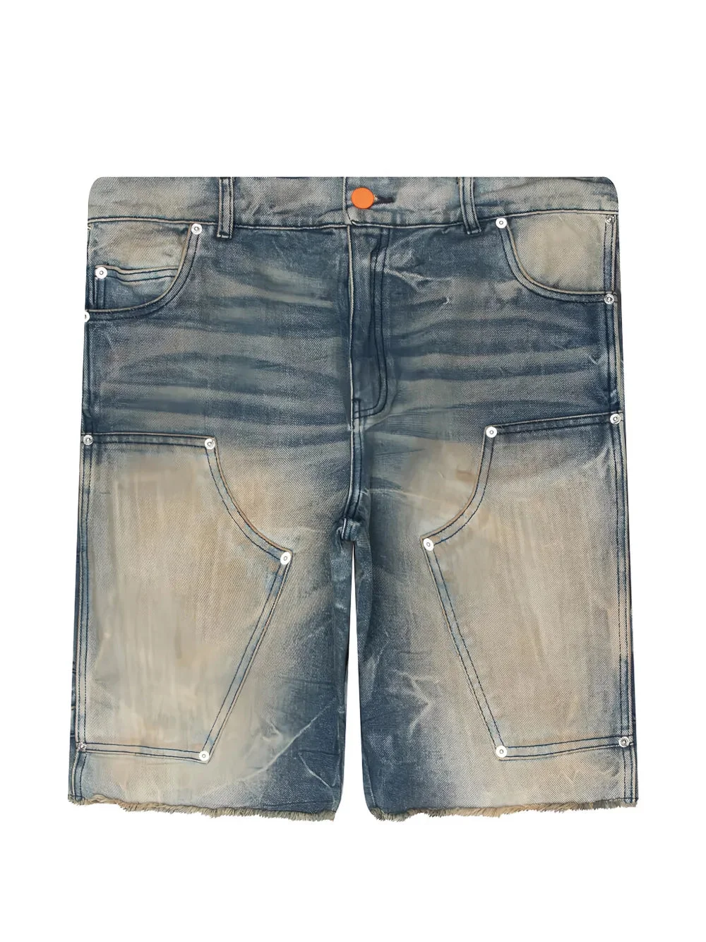 PANELLED FRAYED-HEM SHORTS - 1
