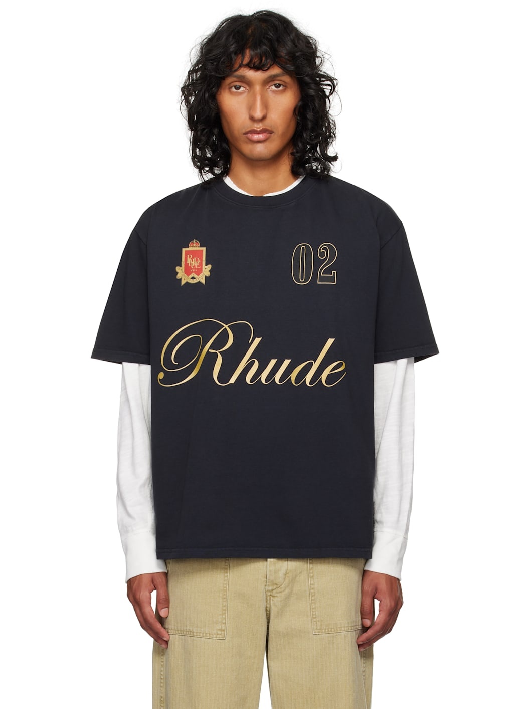 Black 'Rhude' Script T-shirt - 1