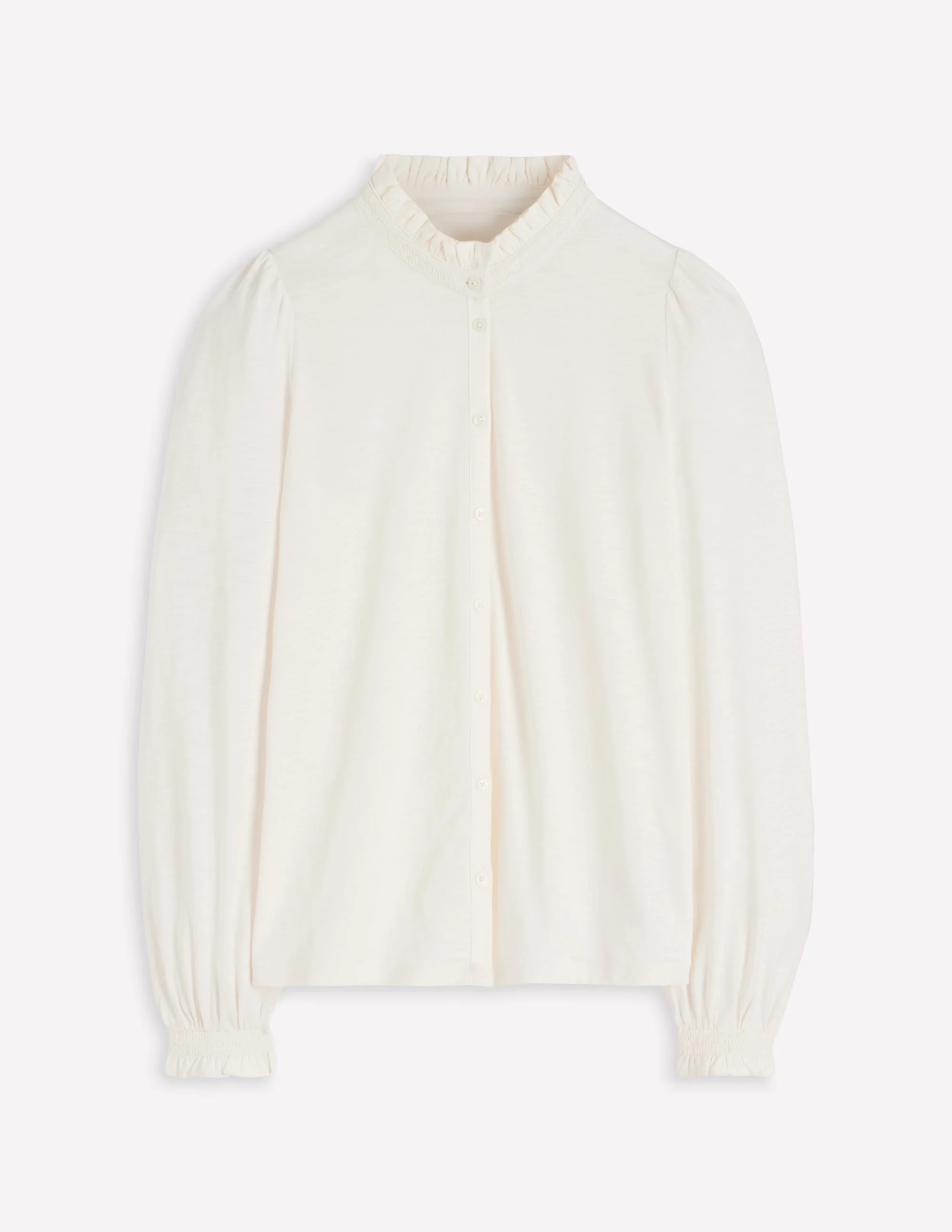 Effie Smocked Detail Shirt-Ivory - 1