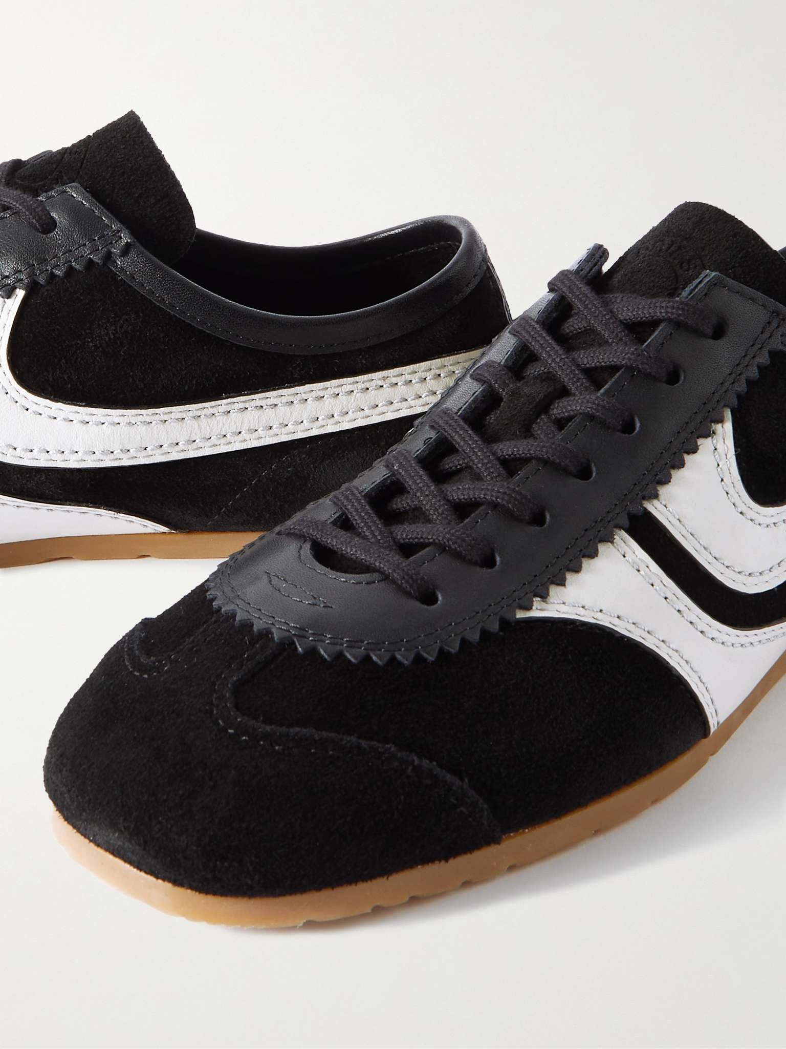 Leather-Trimmed Suede Sneakers - 6