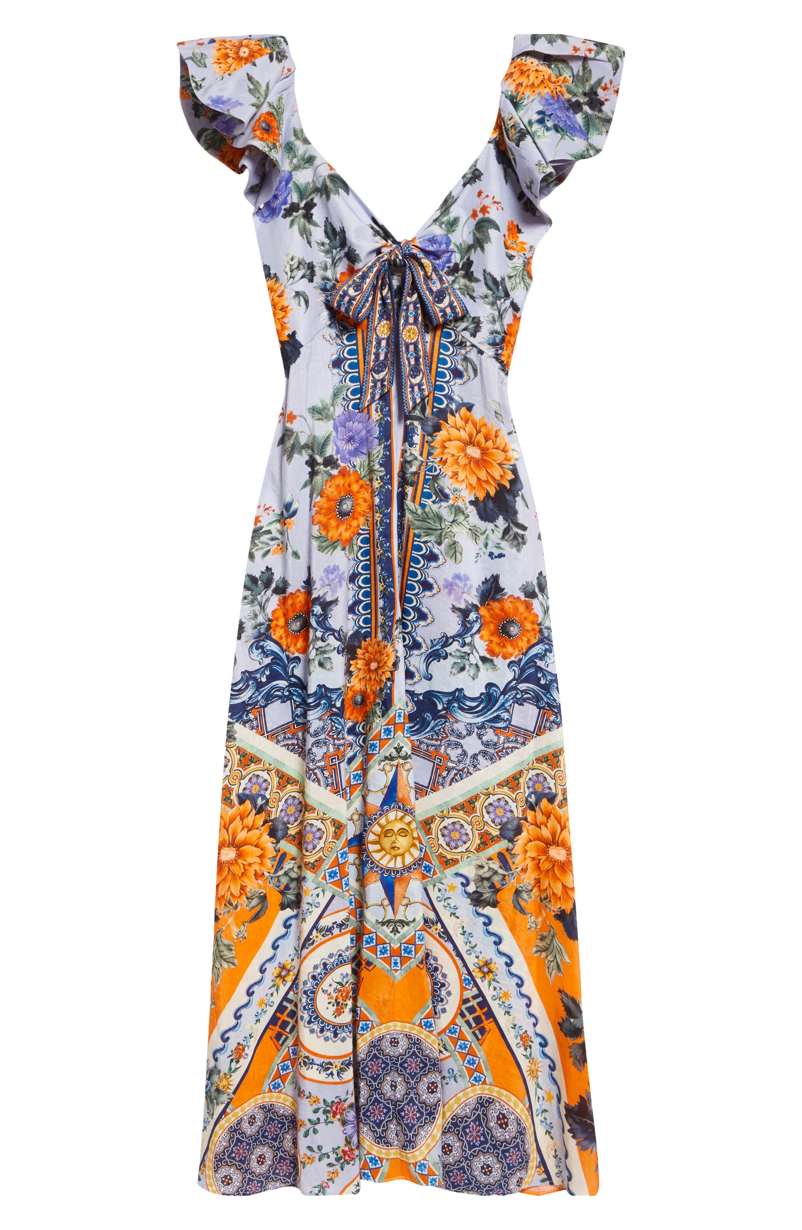 Camilla Luscious in Lisbon Tie Front Flutter Sleeve Linen & Silk Maxi Dress at Nordstrom - 5