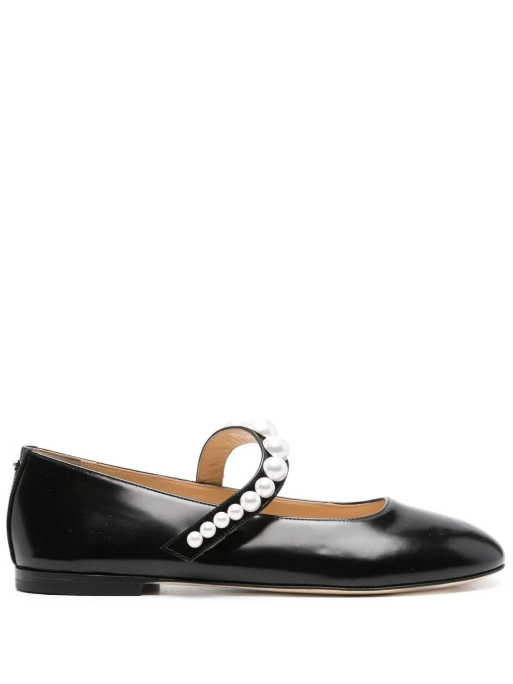 faux-pearl leather ballerina shoes - 1