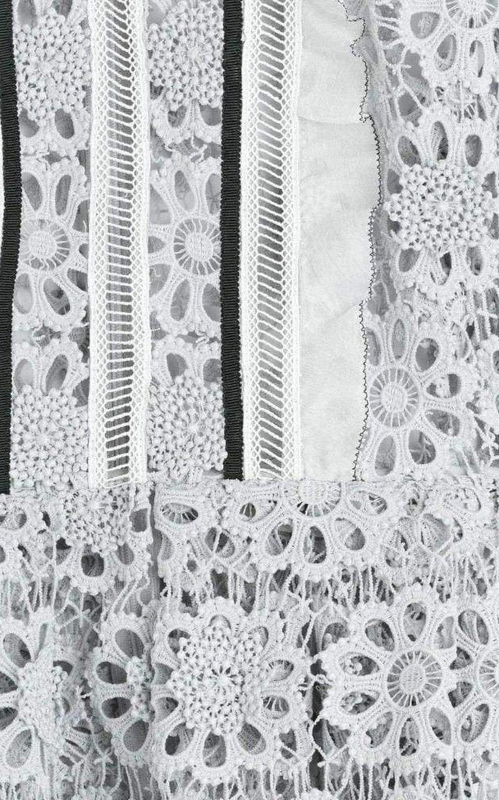 Ice Grey 3D Floral Guipure Lace Shirt - 5