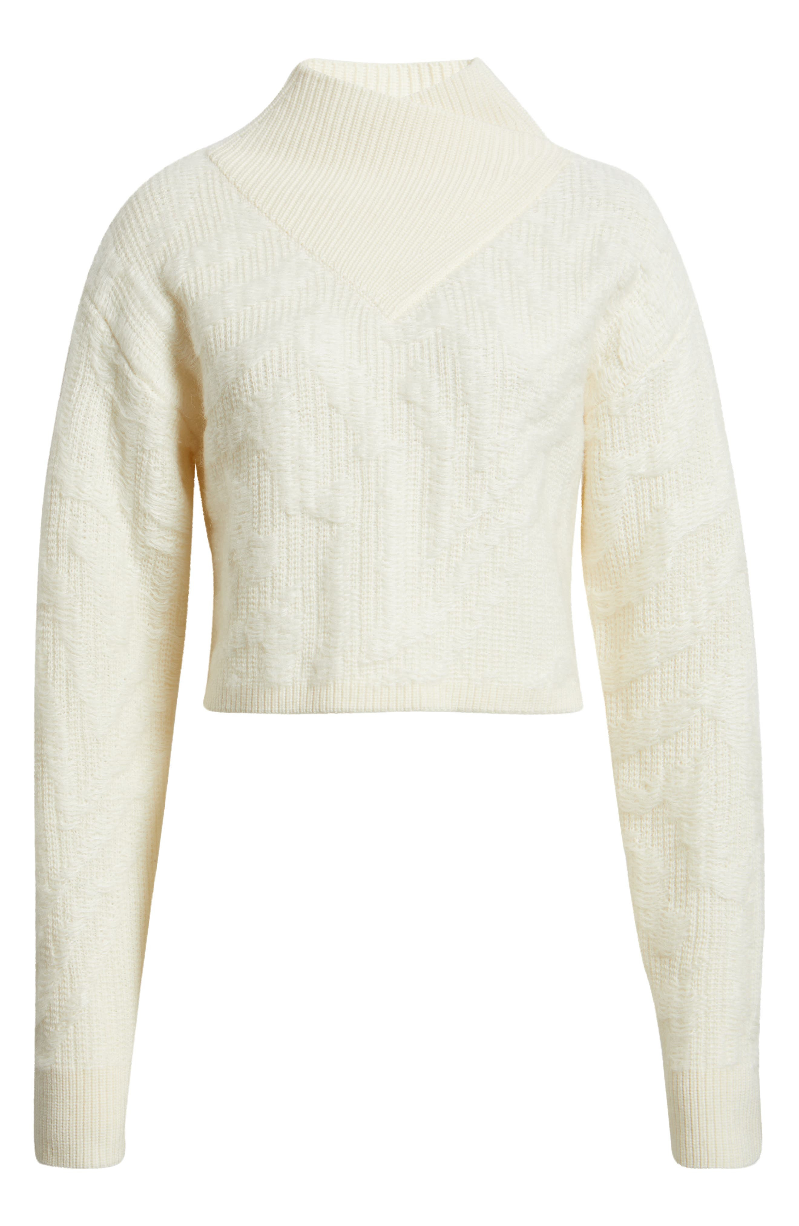 BOSS Fisura Virgin Wool & Mohair Blend Sweater in Soft Cream at Nordstrom - 5