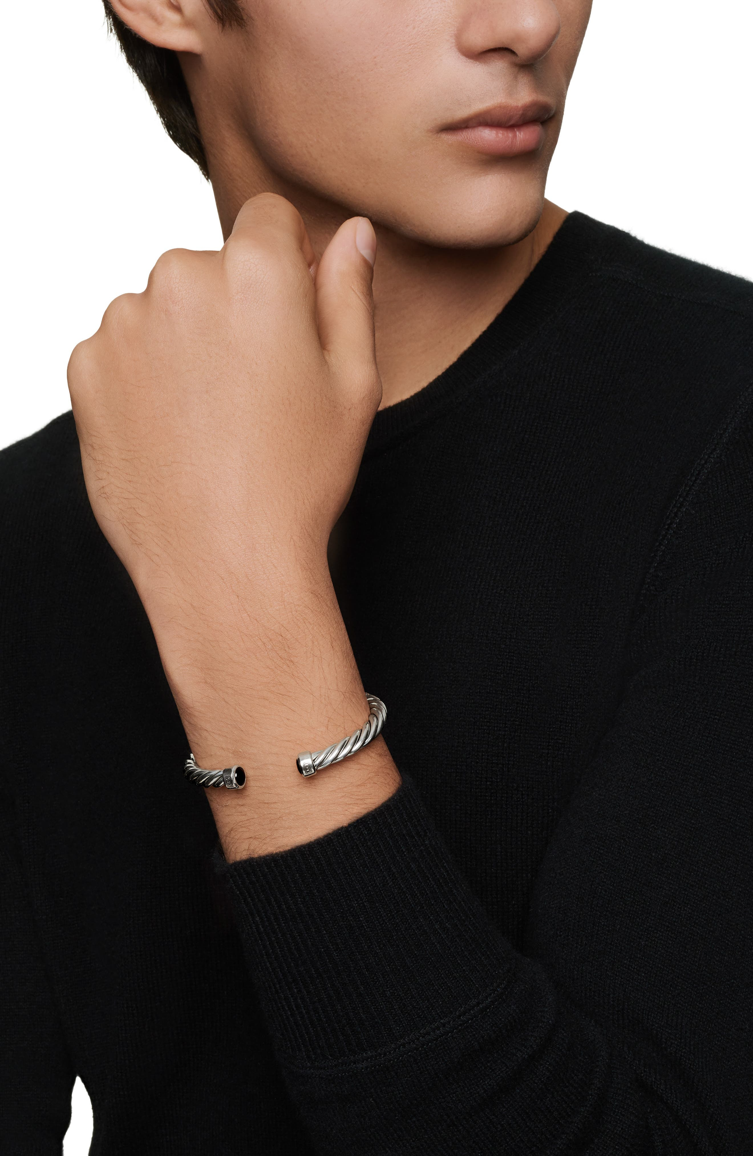 David Yurman Men's Cable Cuff Bracelet in Sterling Silver with Semiprecious Stone, 6mm at Nordstrom - 3
