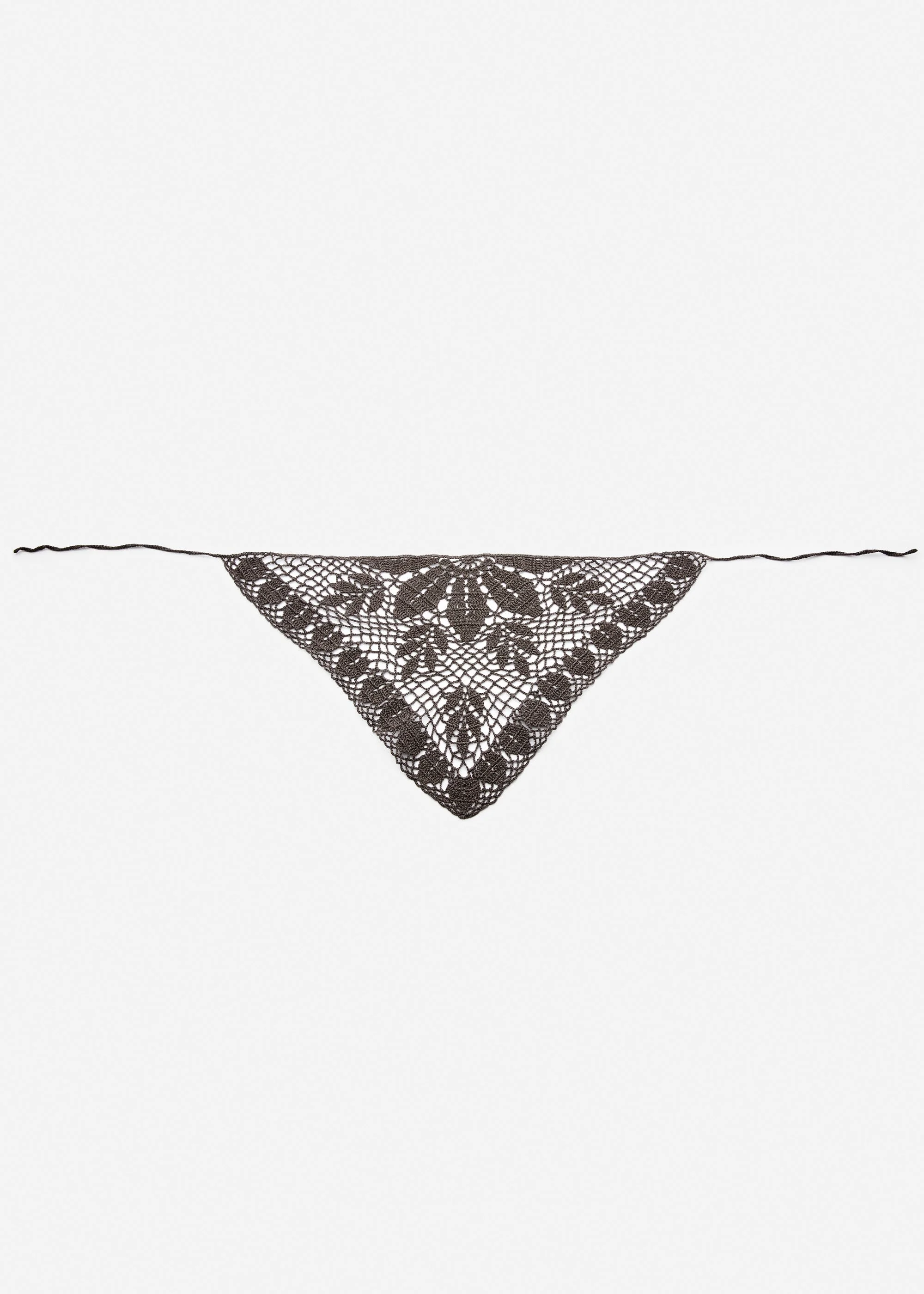 Crochet cotton triangle scarf in brown - 1