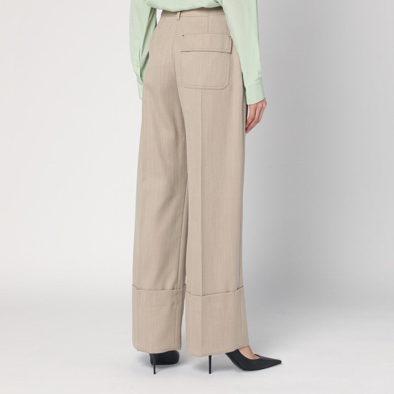 Victoria Beckham Wide Mandarin Colour Pants In Wool Women - 2