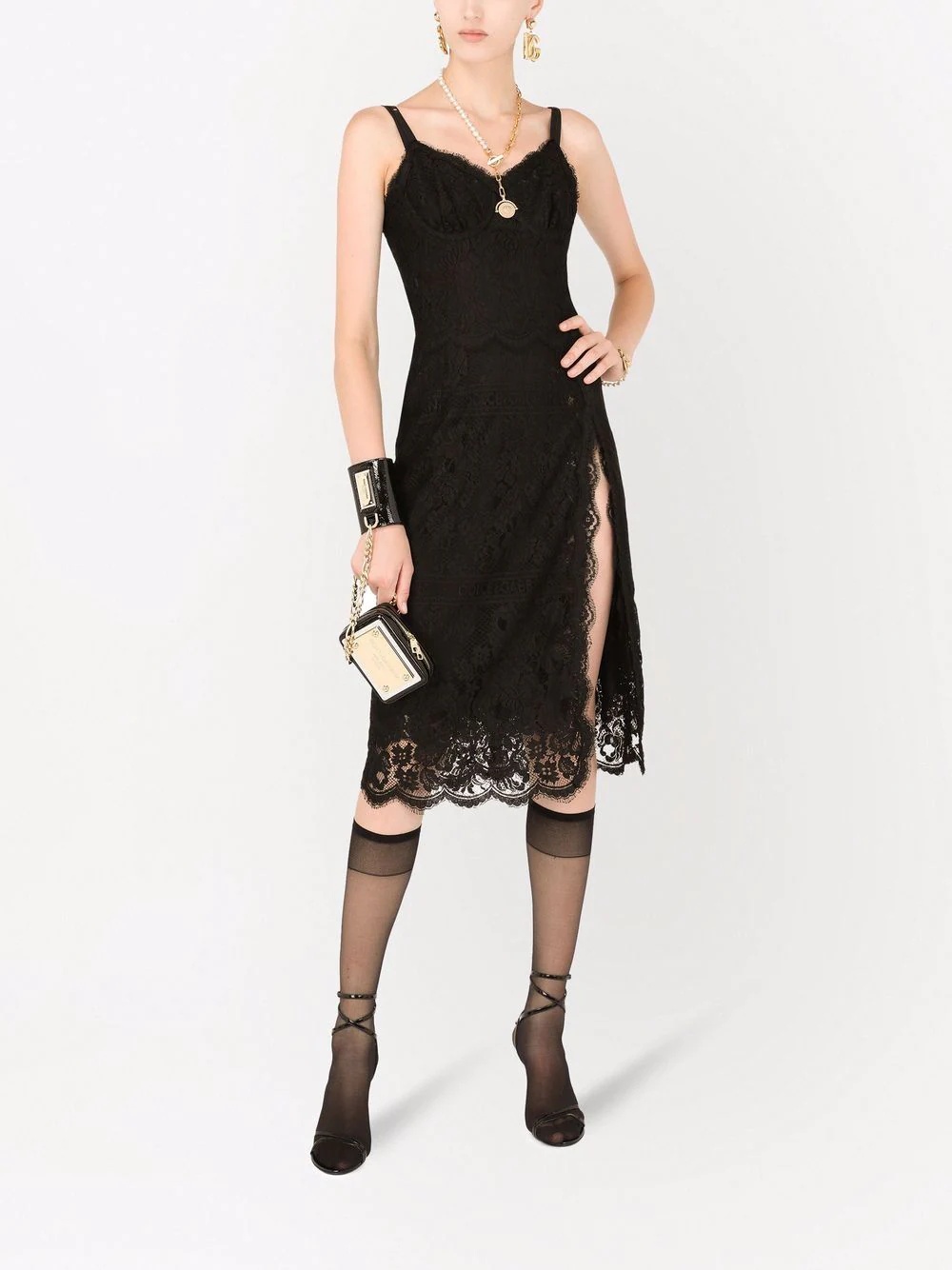 bustier-style lace dress - 2