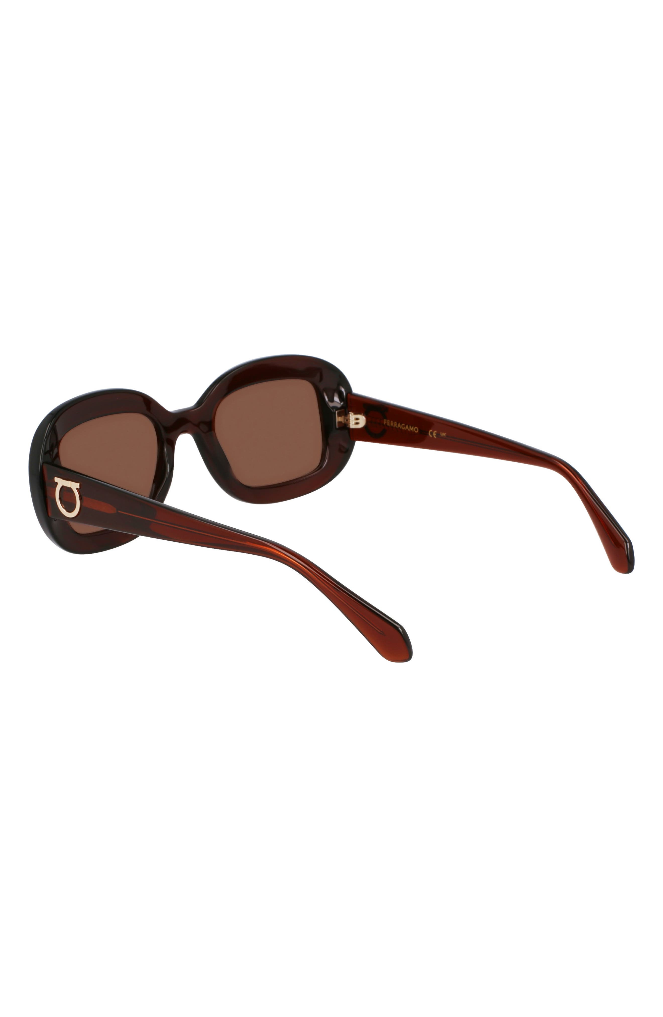 FERRAGAMO Gancini 51mm Oval Sunglasses in Transparent Brown at Nordstrom - 4