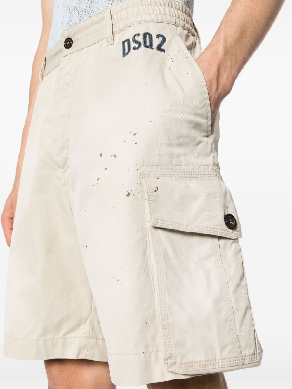 paint splatter-detail cargo shorts - 5