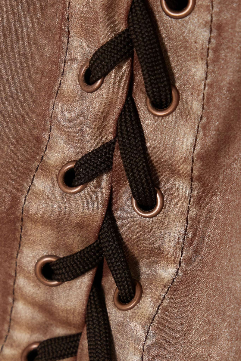 + KNWLS lace-up stretch coated-cotton skinny pants 4