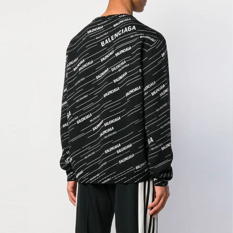 Balenciaga Jacquard Logo Crewneck Sweater 'Black' 555381T15241070 - 4