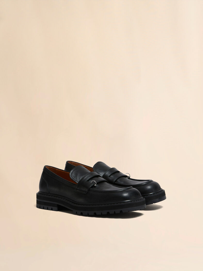 BLACK LEATHER PIERCING 2.0 CHUNKY LOAFER - 2