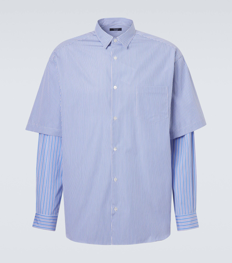 Layered striped cotton poplin shirt 1
