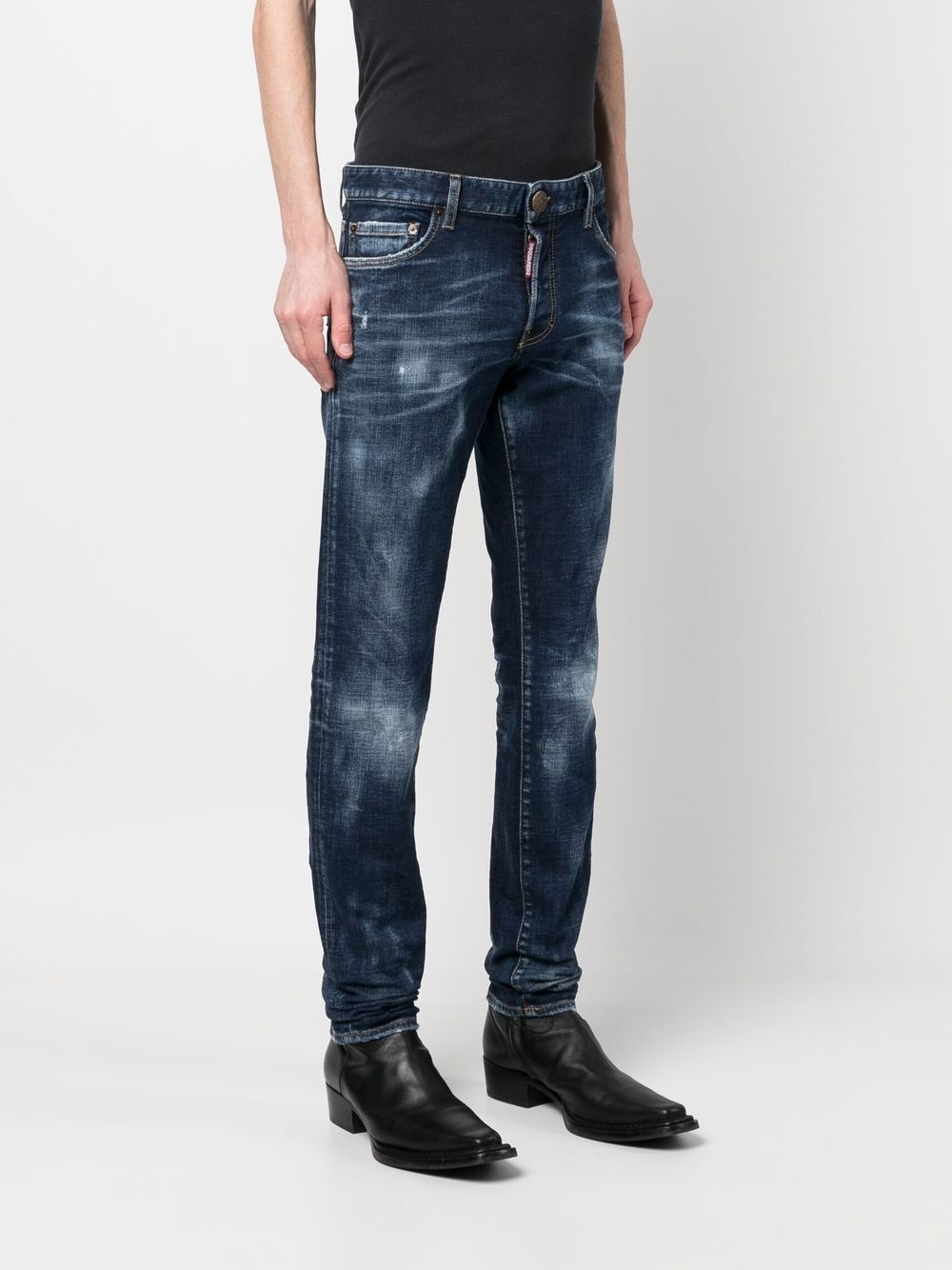flag patch slim-fit jeans - 3