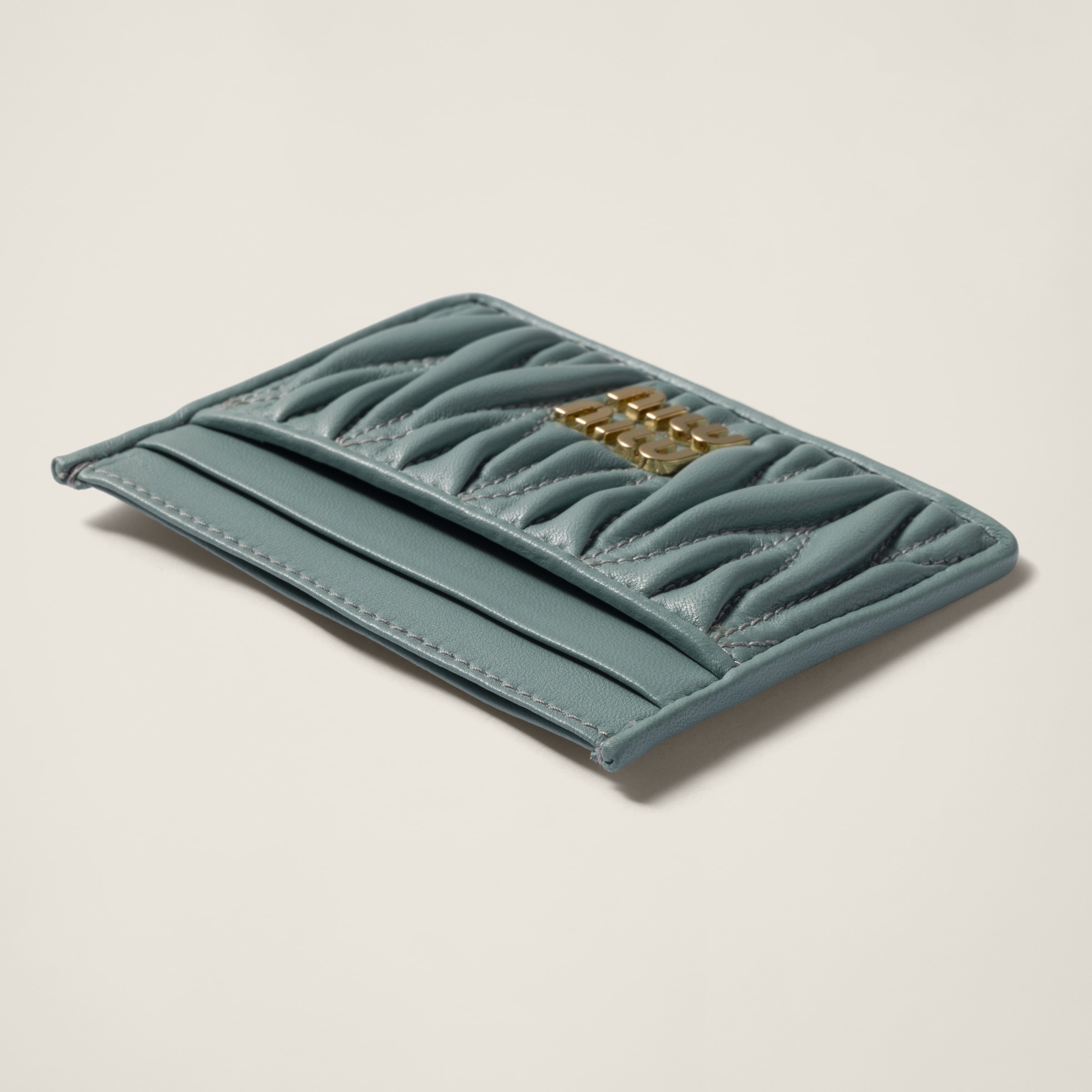 Matelassé nappa leather card holder - 3