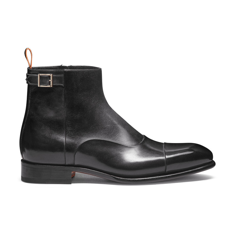 Men's grey leather ankle boot 1