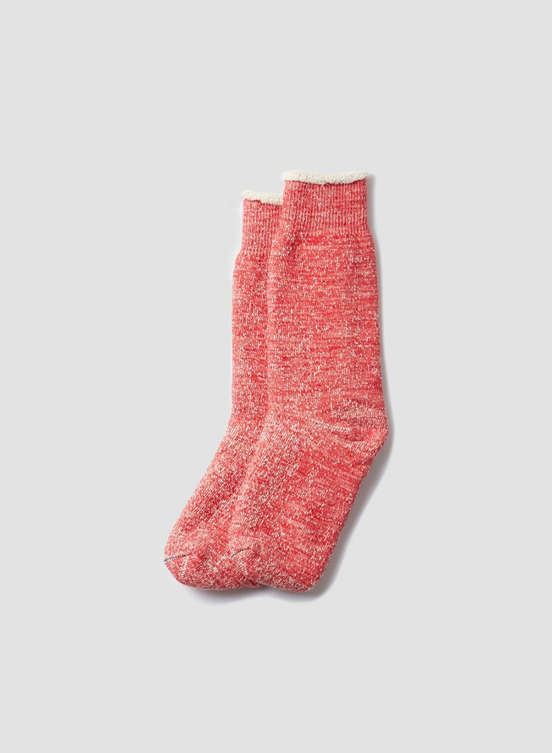Rototo Double Face Crew Knitted Sock in Red 1
