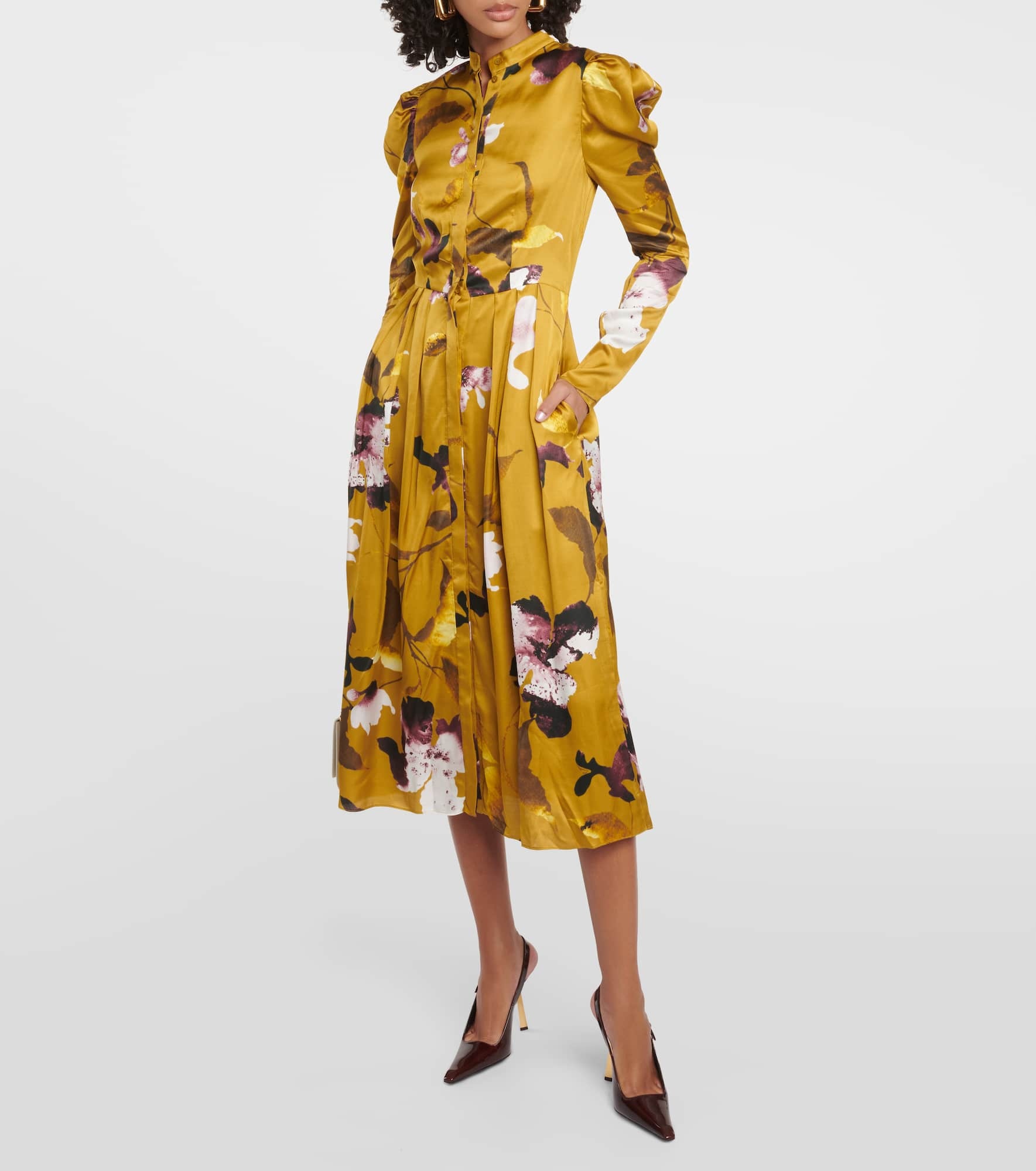 Floral satin midi dress - 2