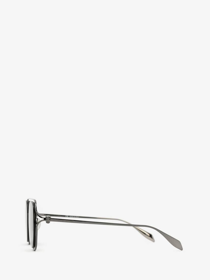 Skull Hinge Round Sunglasses in Ruthenium - 2