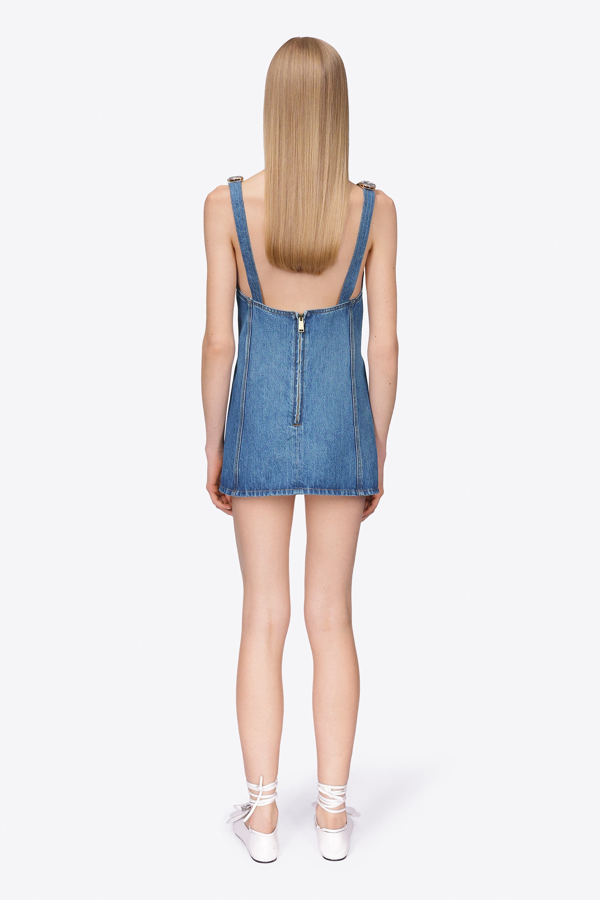 JUMBO CRYSTAL DENIM MINI DRESS - 5