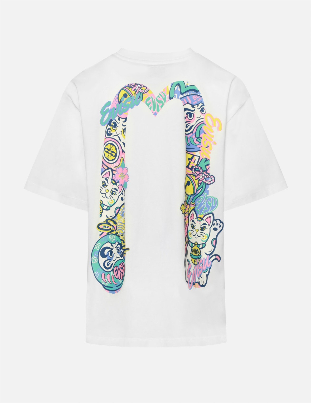 DARUMA AND FORTUNE CAT-PATTERN DAICOCK PRINT OVERSIZED T-SHIRT - 1