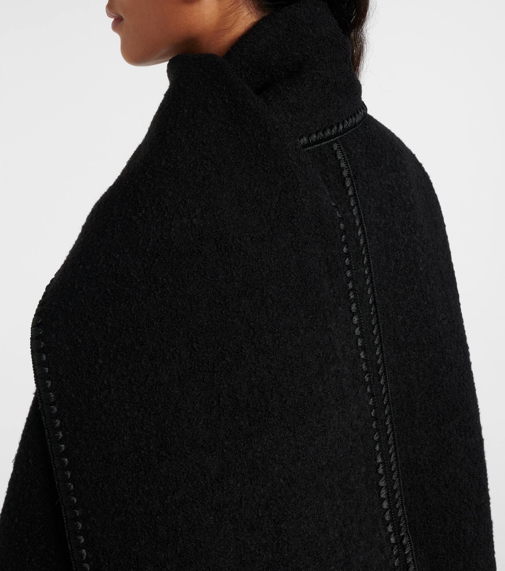 Embroidered wool-blend scarf coat - 6