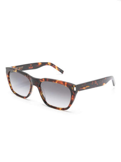 SAINT LAURENT rectangle-frame tortoiseshell-effect sunglasses outlook