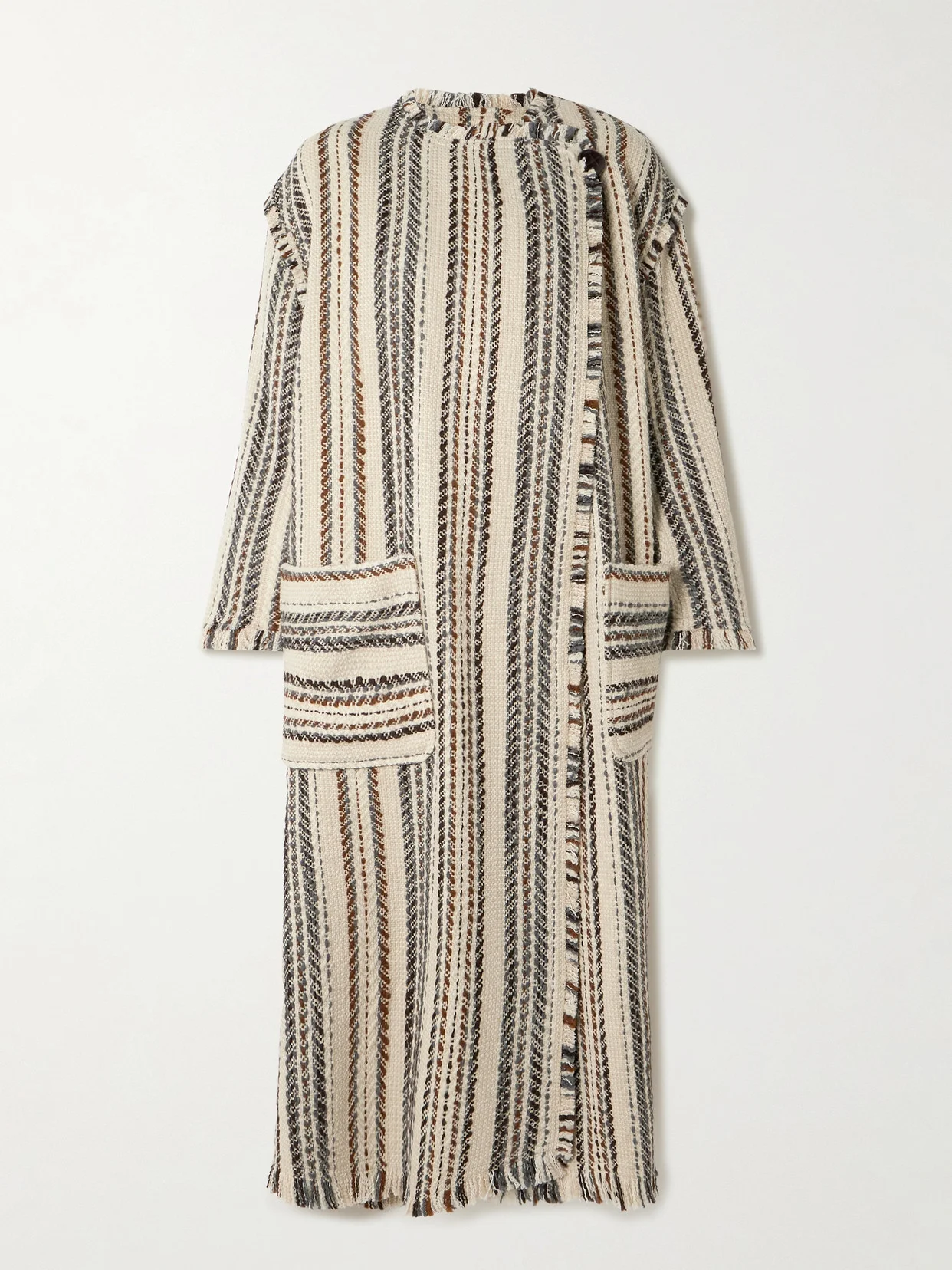 Inita Frayed Striped Tweed Coat - 1