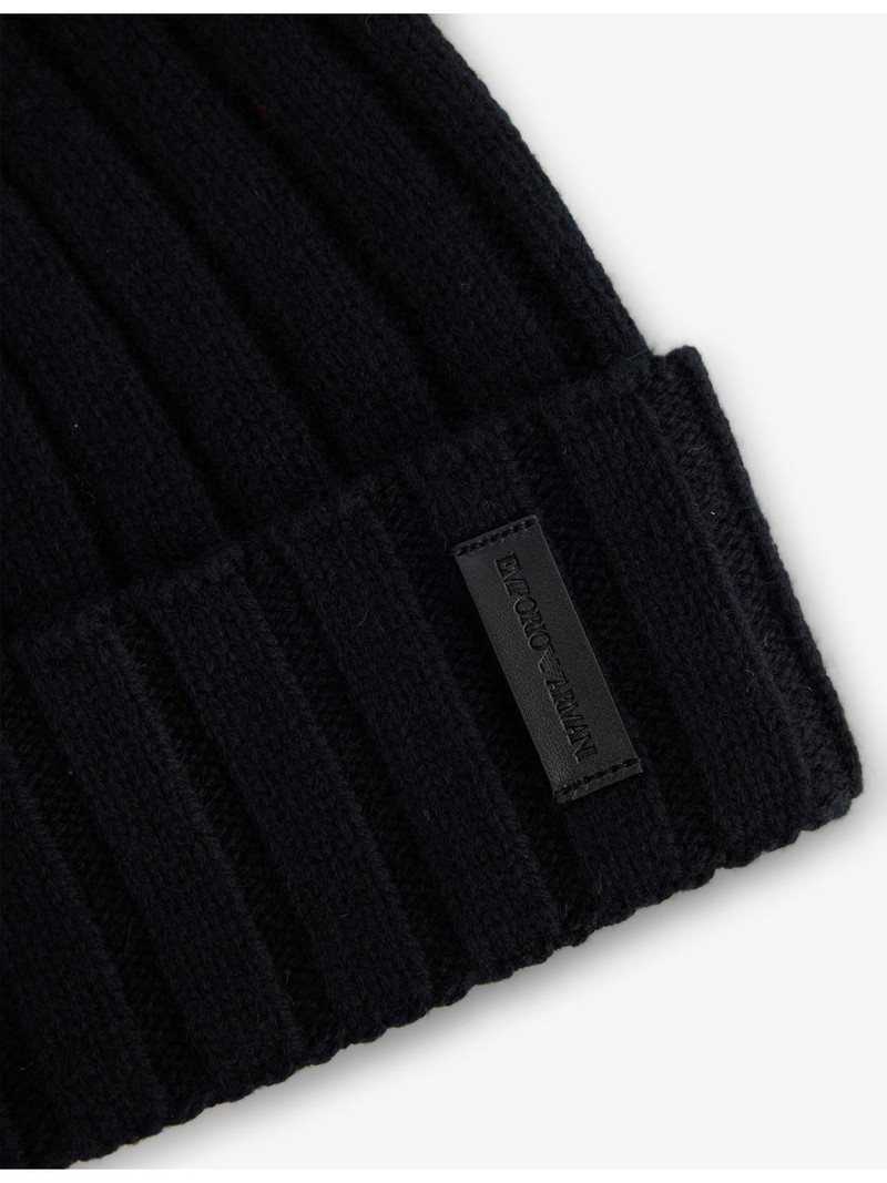 EMPORIO ARMANI Ribbed Wool and Cashmere Beanie Hat outlook
