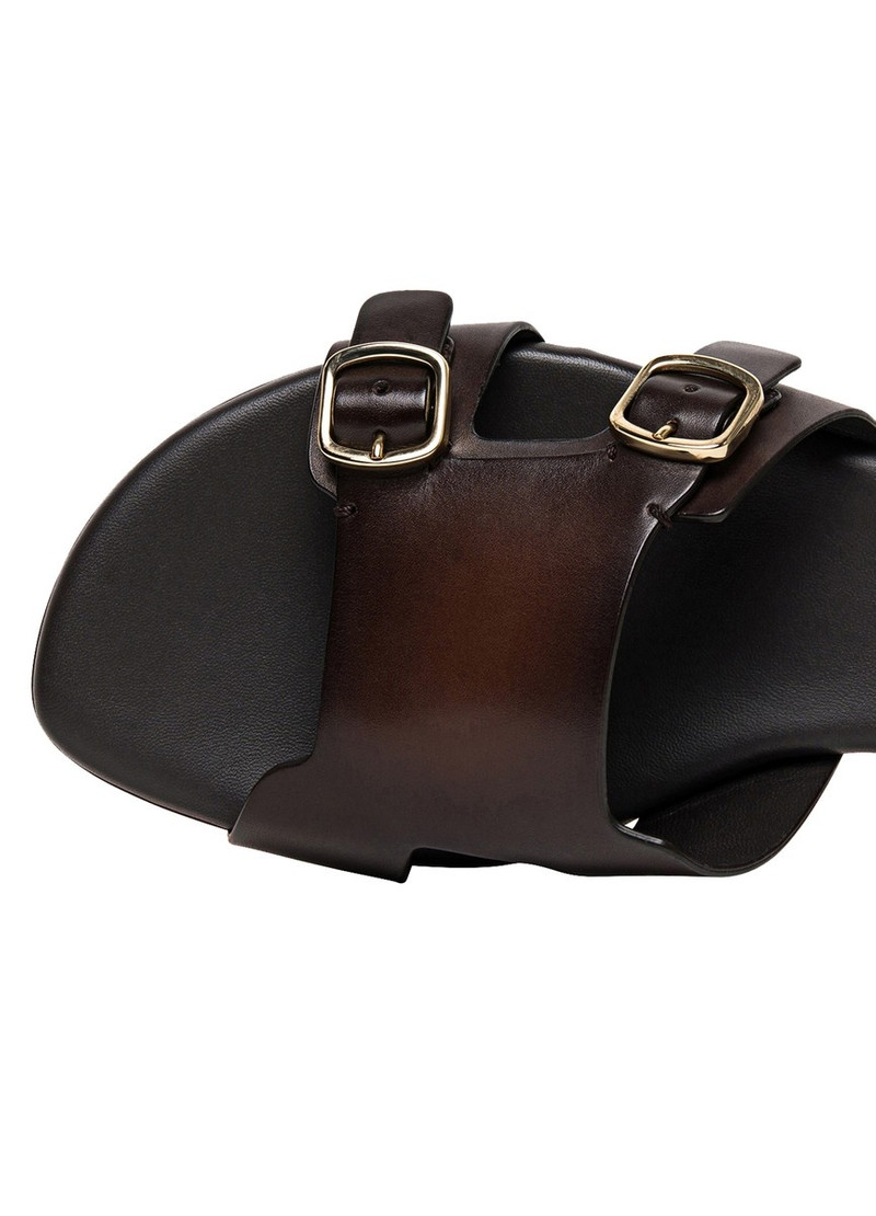 Leather double-buckle sandals 5