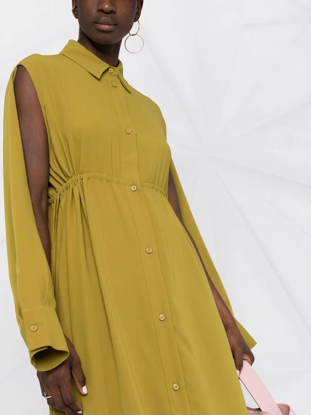 slit-sleeved shirt dress - 5