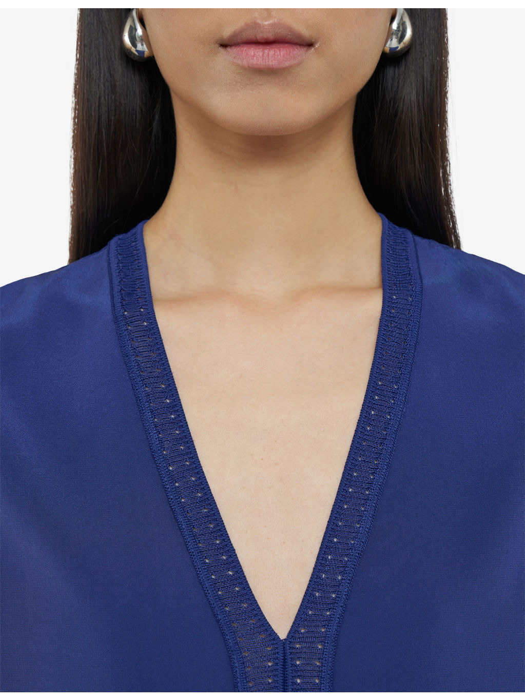 Louis Knitted-Trim Silk-Crepe Blouse - 5