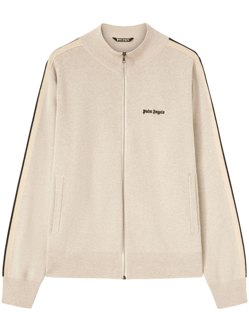logo-embroidered knit jacket - 1