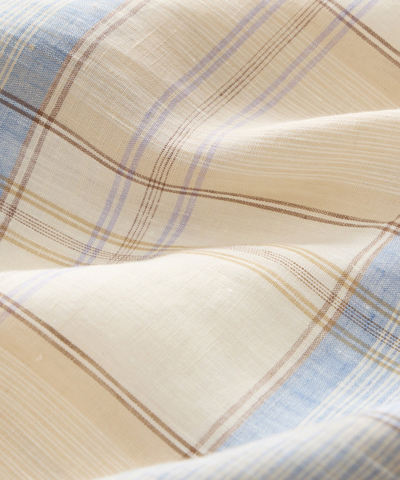 Italian Linen Plaid Big Shirt 9
