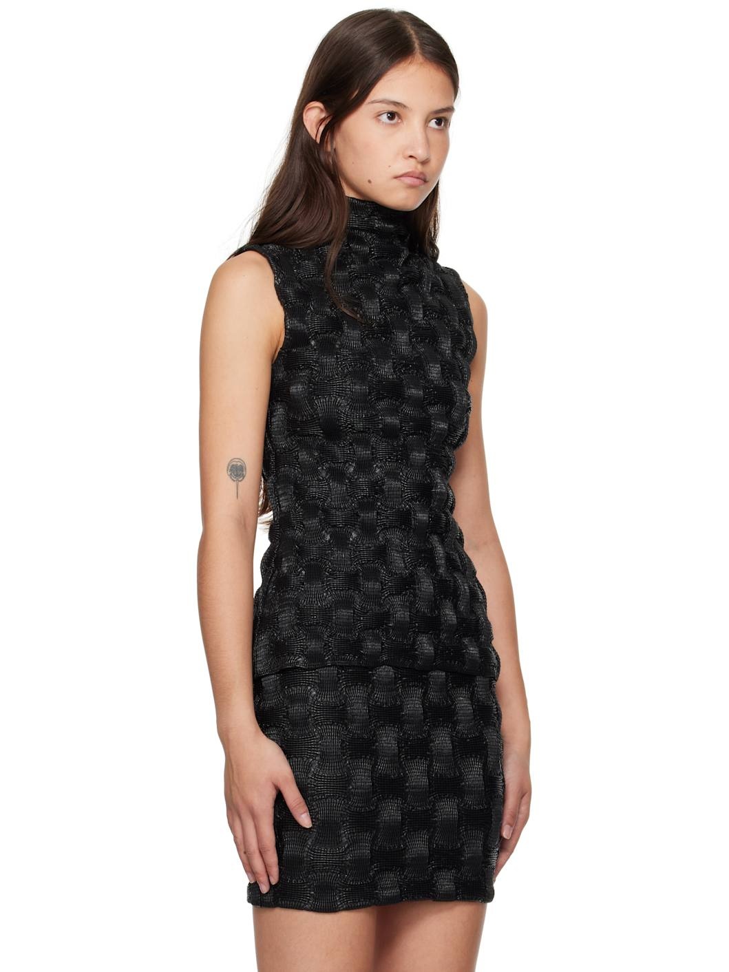 Black Harriet Vegan Leather Top - 2