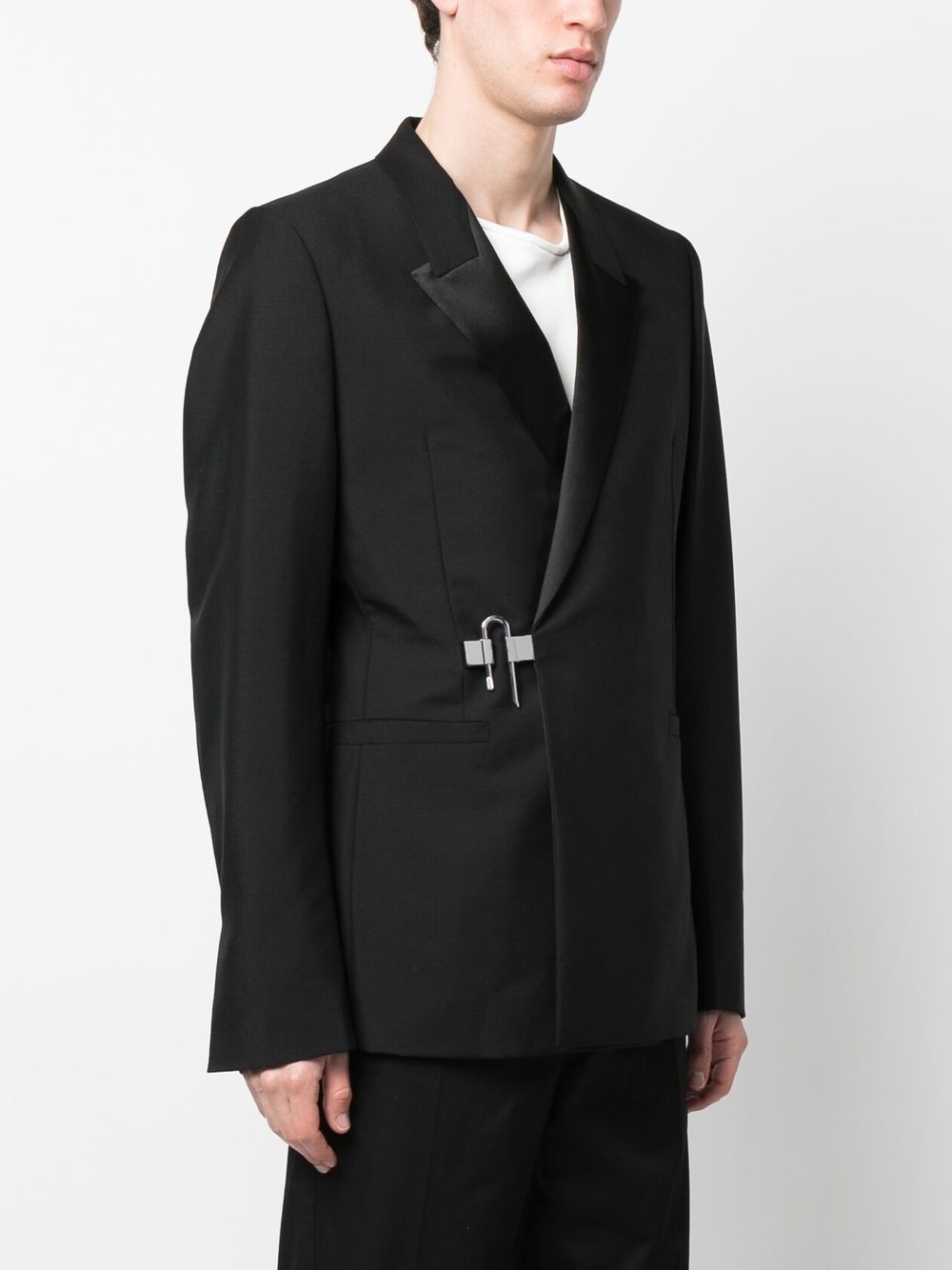 peak-lapels hook-fastening blazer - 3