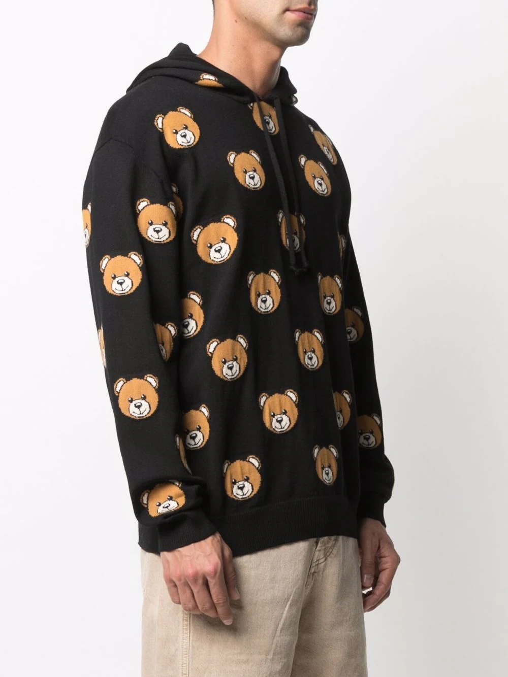 teddy-print wool hoodie - 3