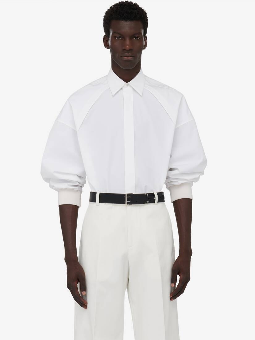 Men's Ribbed Cuff Shirt in Optical White - 5