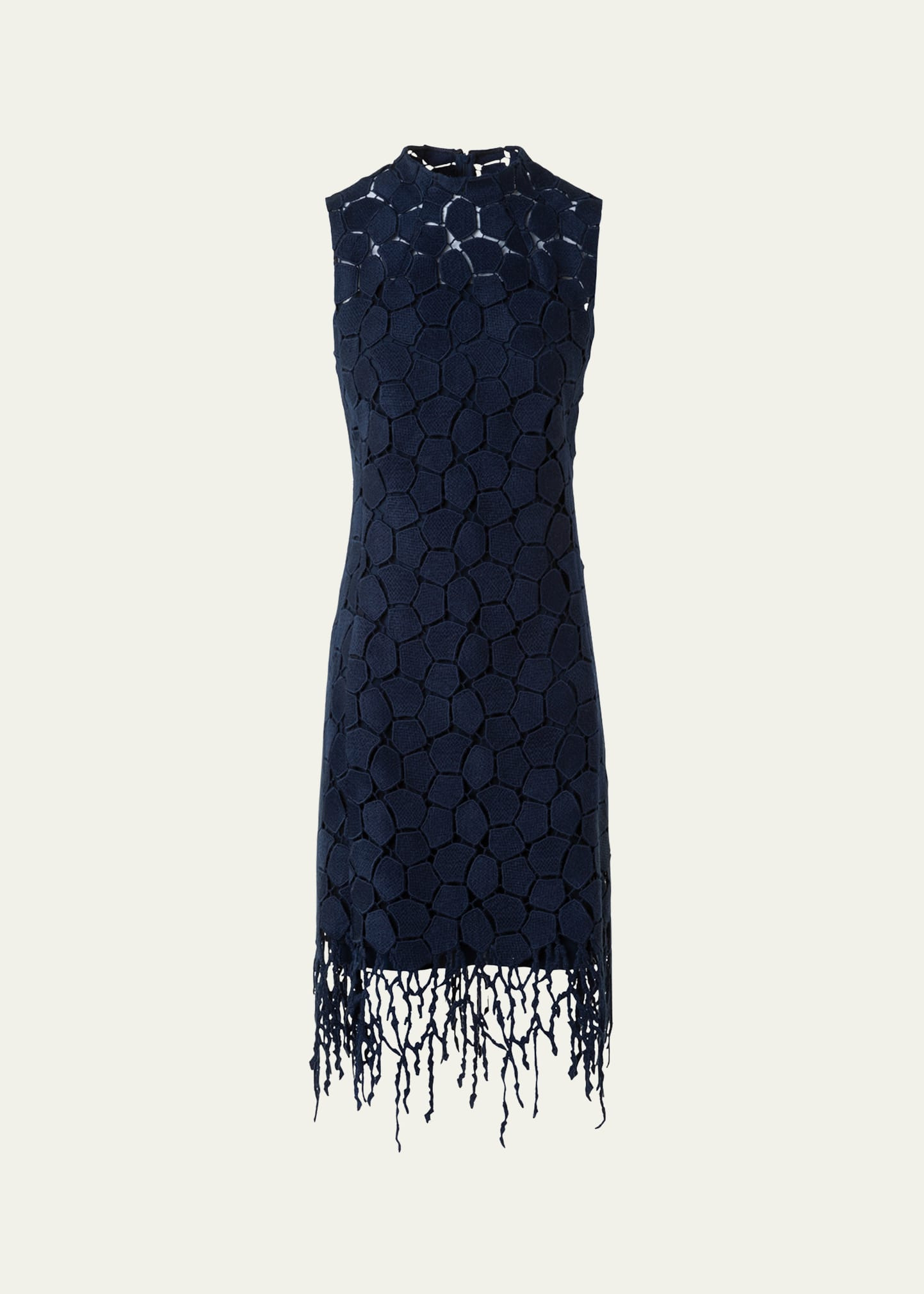 Broken Stone Guipure Sleeveless Fringed Dress - 1