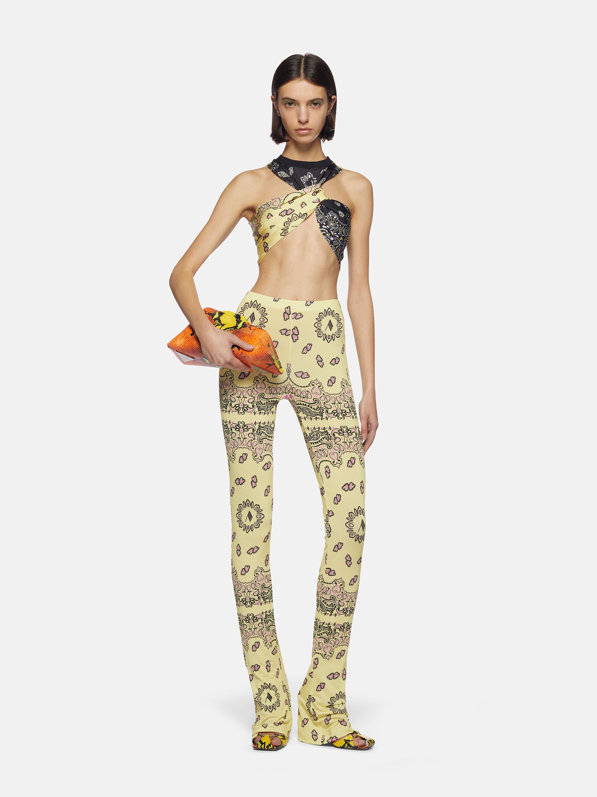 "ASAHI" BLACK AND YELLOW BANDANA TOP - 2