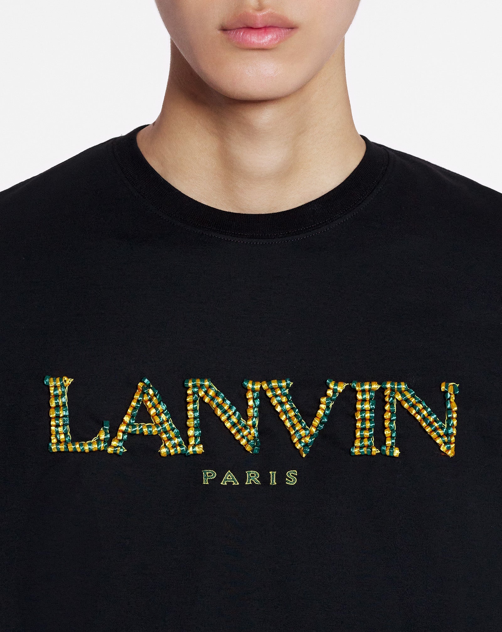 CLASSIC T-SHIRT WITH RAFFIA LANVIN PARIS EMBROIDERY - 5