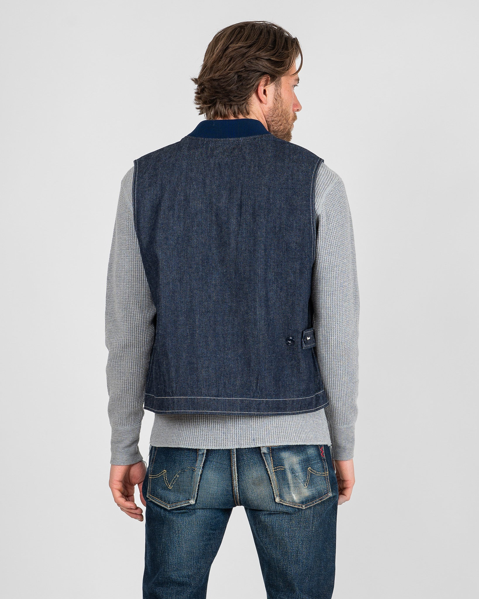 IHV-48-IND 10oz Selvedge Denim Work Vest - Indigo - 3