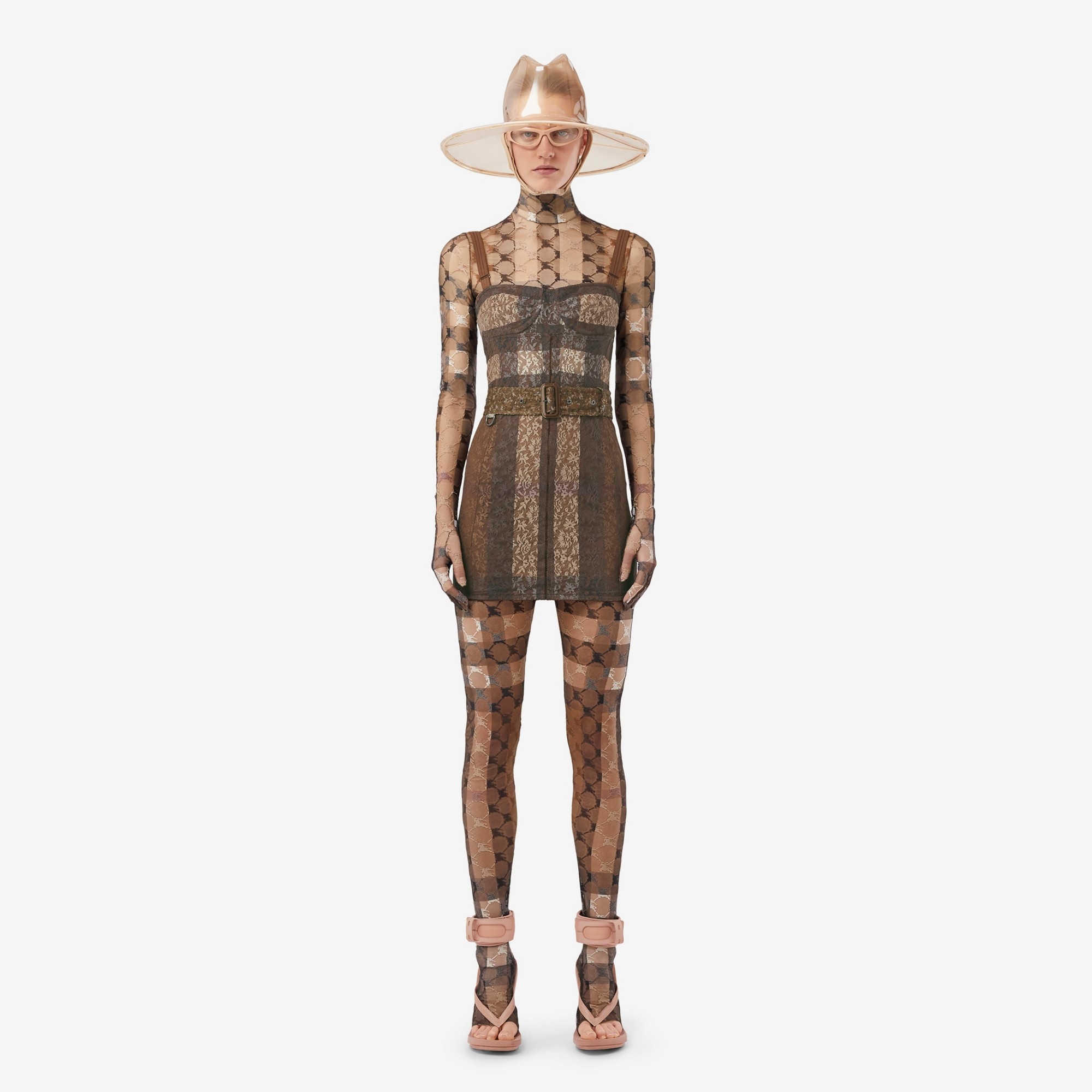 Check Lace Belted Corset Dress - 3