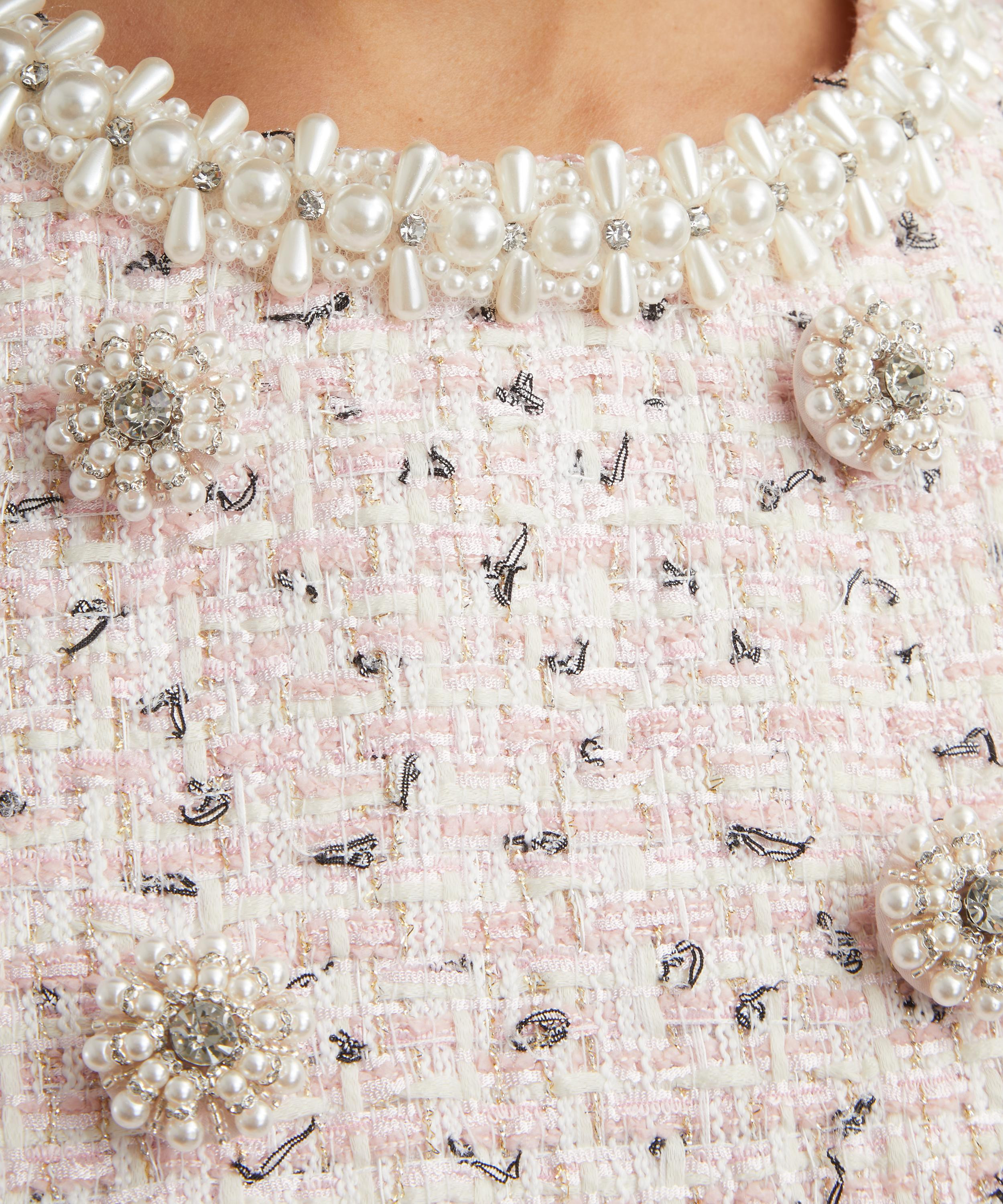 Pink Bouclé Pearl Mini Dress - 5