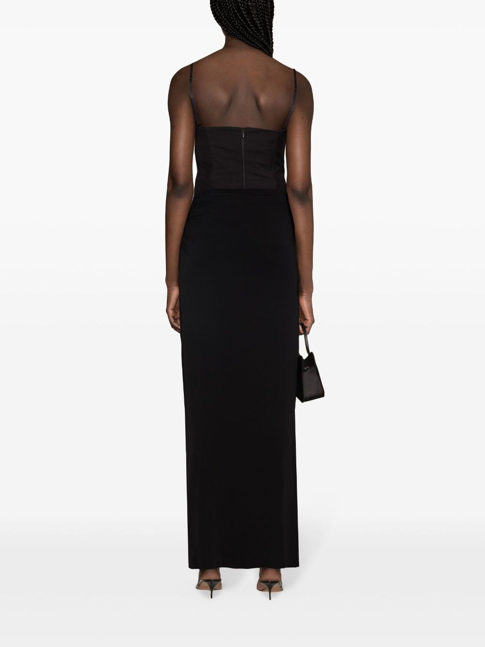 plunge-detail gathered maxi skirt - 4