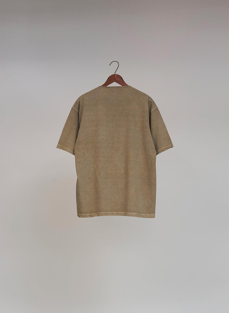 Nigel Cabourn 50's Henley Neck Shirt Pigment in Khaki outlook